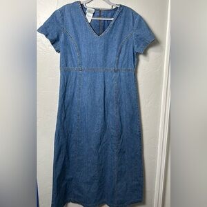 LAURA ASHLEY Denim Maxi Vintage Maxi Dress Short Sleeve